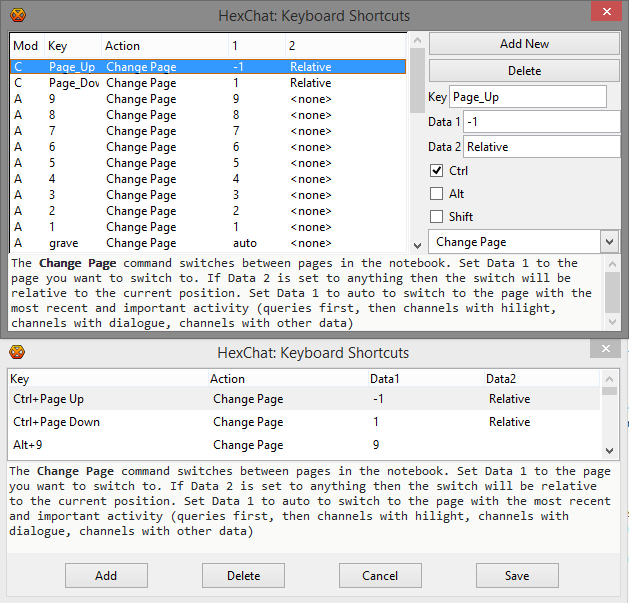 HexChat 2.10 Keyboard Shortcuts