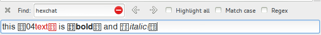 HexChat search bar